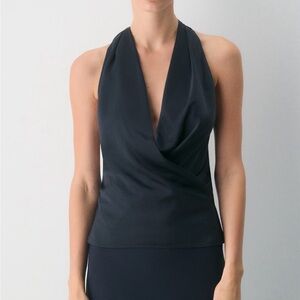Aritzia Martini Satin Halter Blouse